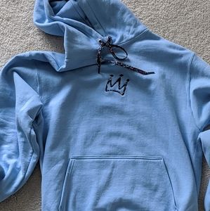 light blue hoodie